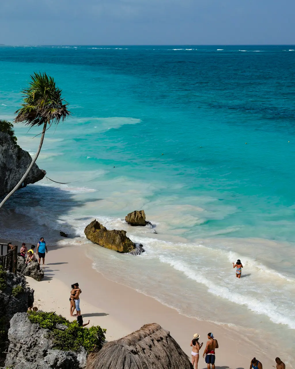 Beach below the cliff of the Tulum ruins